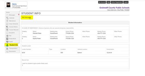 student information 